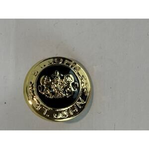 One (1) Authentic St. John Gold & Black Crest Button